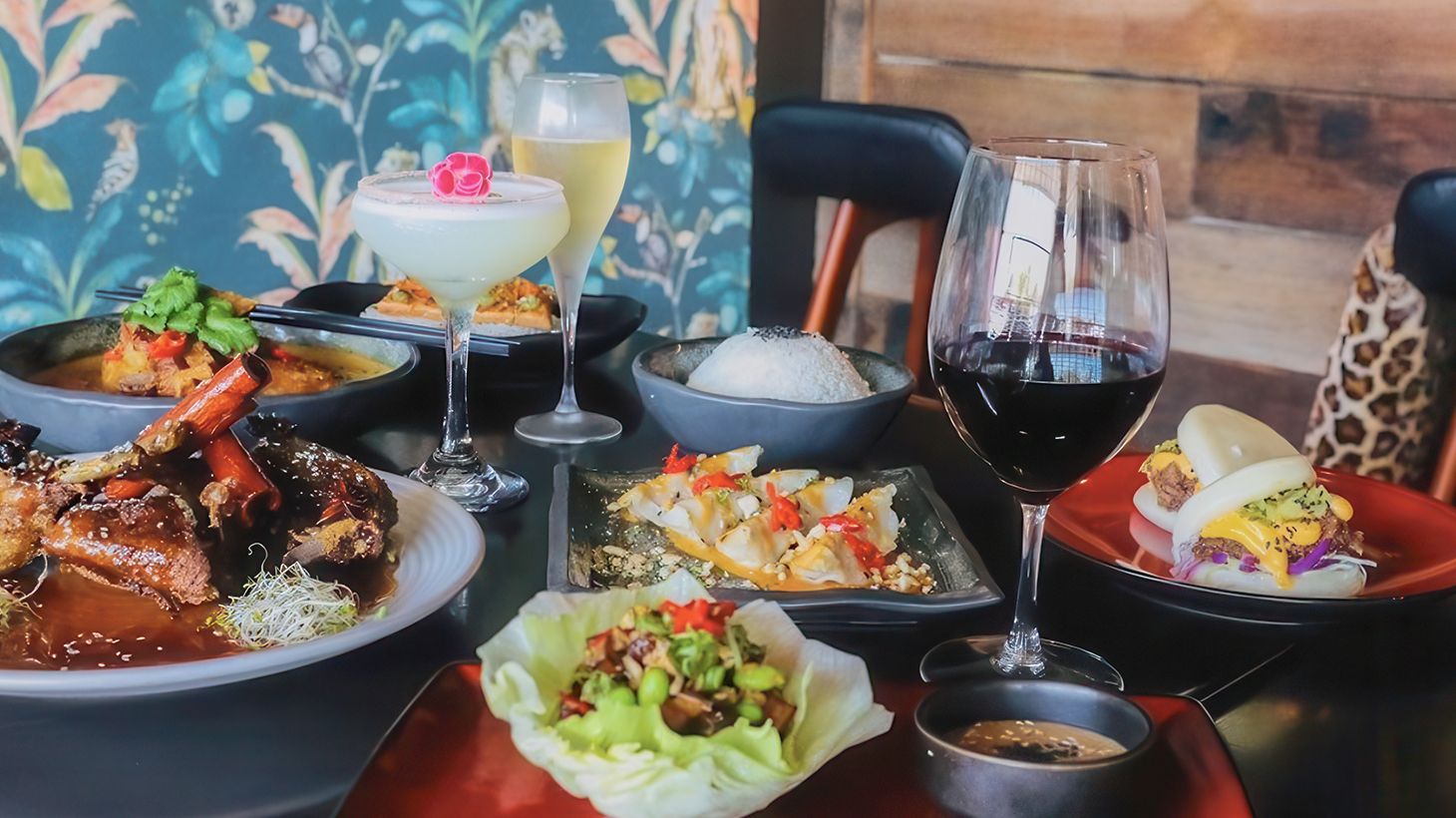 Indulge in an Asian Fusion Degustation with Glass of Wine for Two at Fu Manchu Oriental