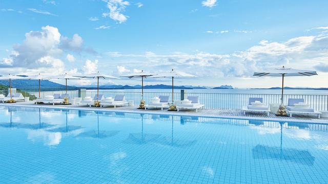 Infinity pool at COMO Point Yamu Phuket overlooking the Andaman Sea.