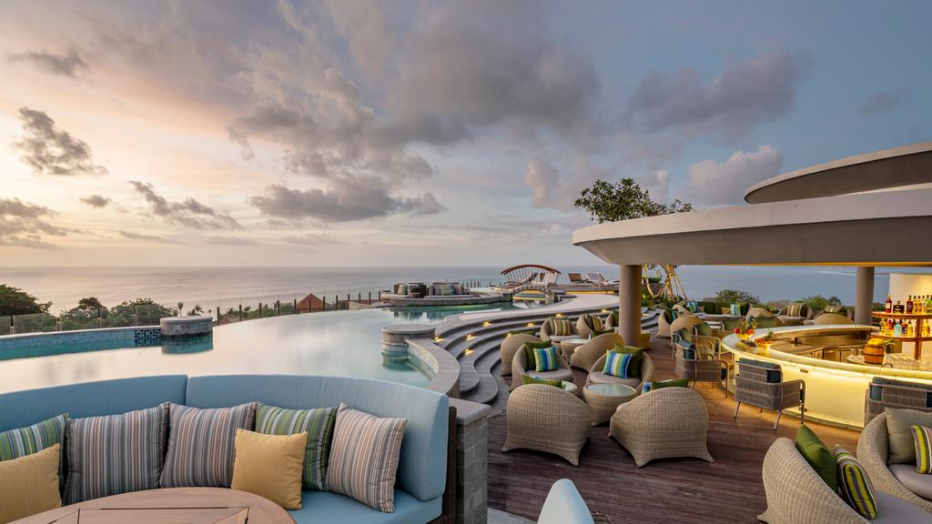Rooftop pool and bar at AYANA Segara Bali.