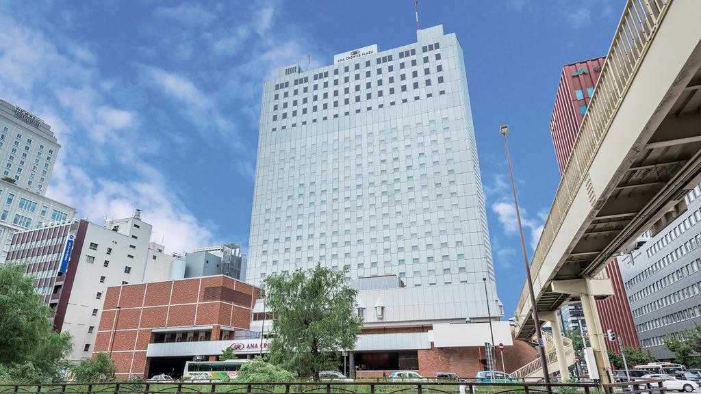 Exterior view of ANA Crowne Plaza Sapporo, a luxury hotel.