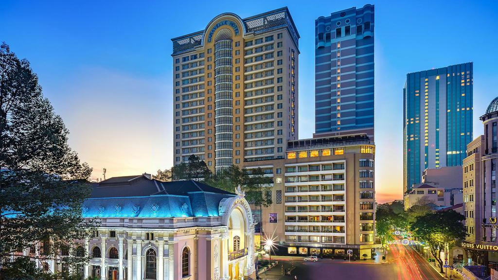 View of Caravelle Saigon hotel with classic French architecture in Ho Chi Minh City.