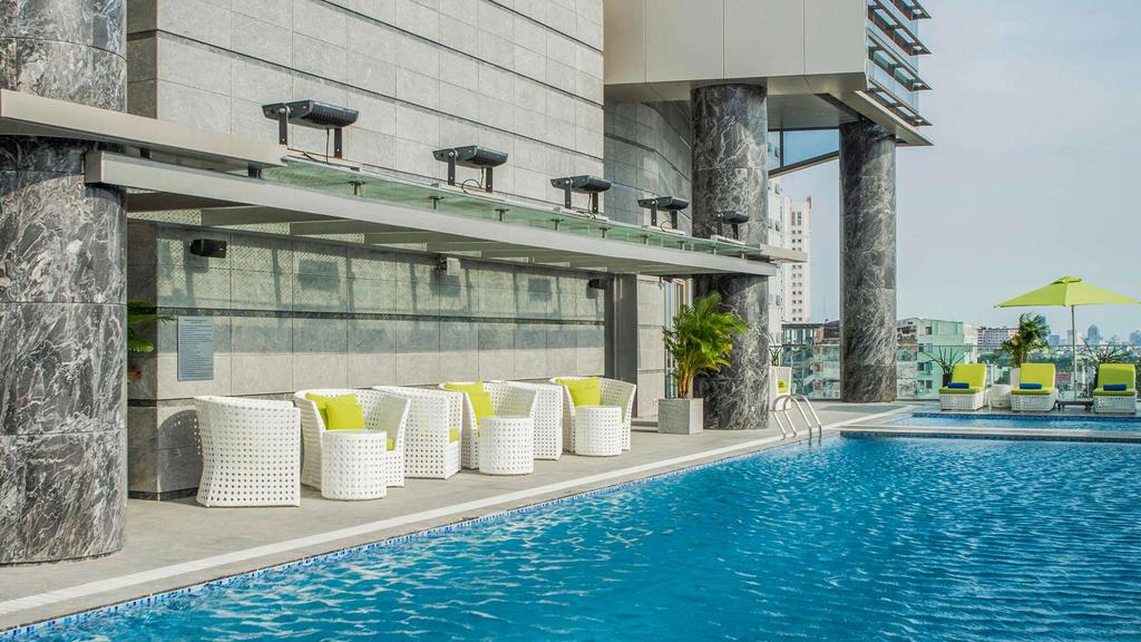 Rooftop pool area at Pullman Hotel in Ho Chi Minh City.