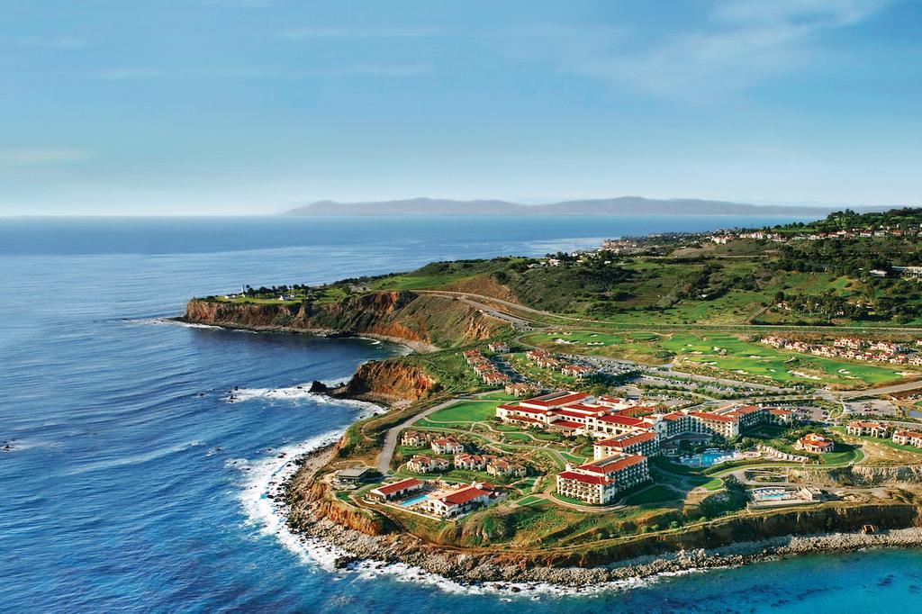 Aerial view of a luxurious oceanfront resort on the Palos Verdes Peninsula.