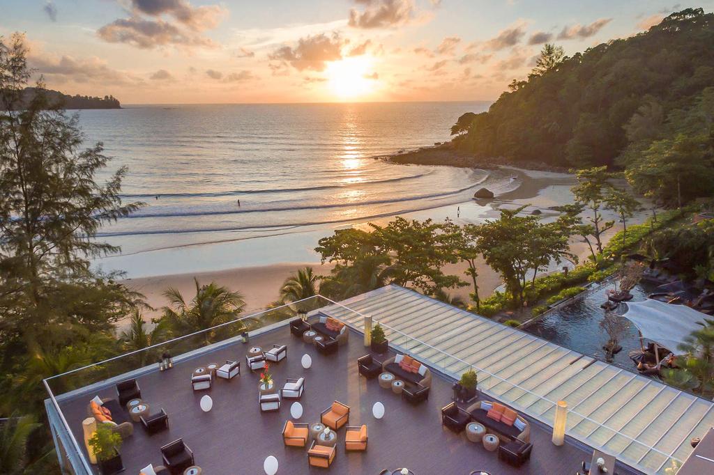 Sunset view from Novotel beachfront resort in Kamala Bay, Phuket.