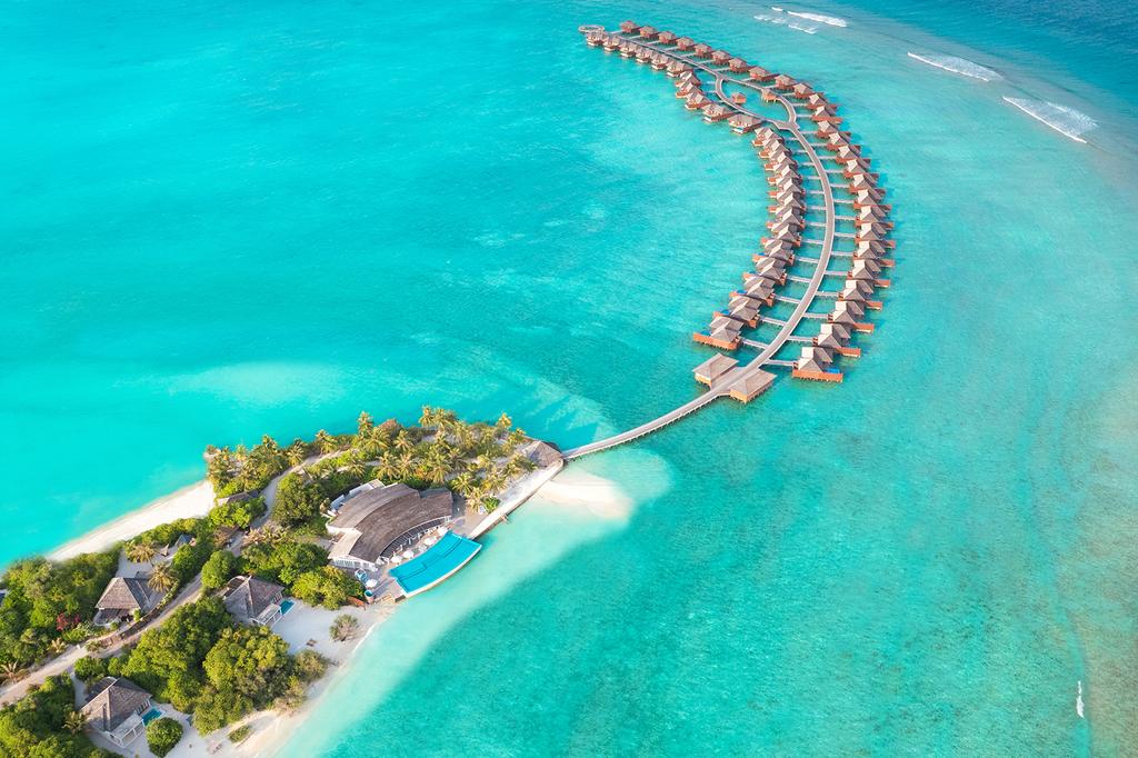 Aerial view of Hideaway Beach Resort & Spa in the Maldives