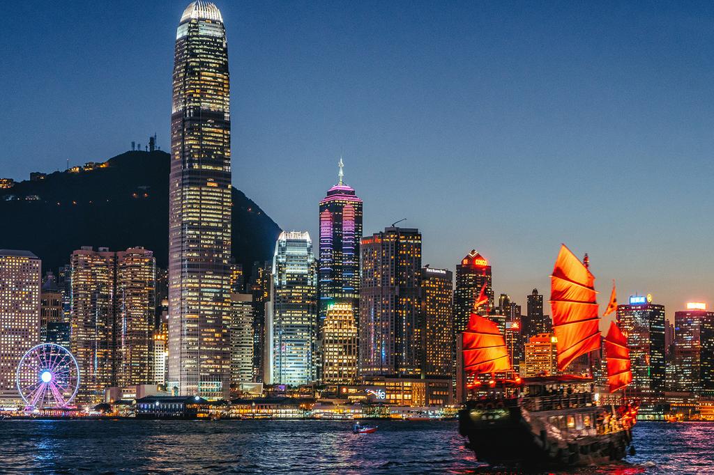 Hong Kong city skyline by night