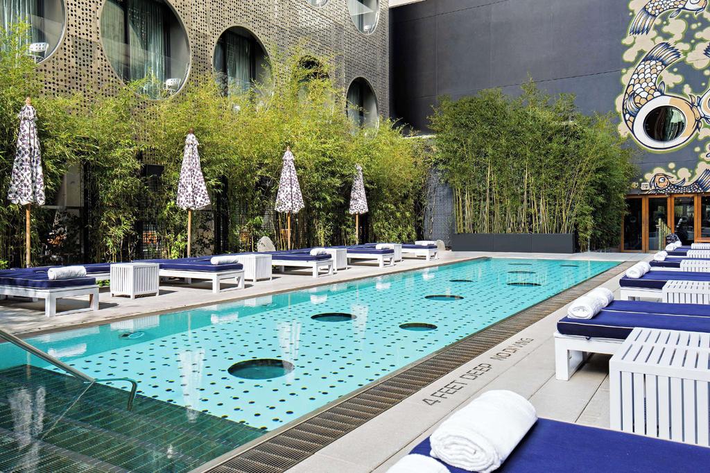 Heated glass-bottom pool at Dream Downtown, by Hyatt, in Manhattan.