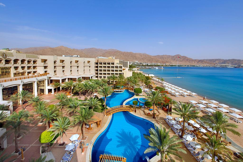 InterContinental Aqaba resort overlooking private beach and Gulf of Aqaba.