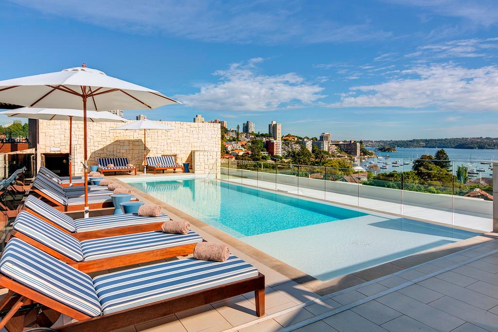 Rooftop pool with harbour views at InterContinental Sydney Double Bay.
