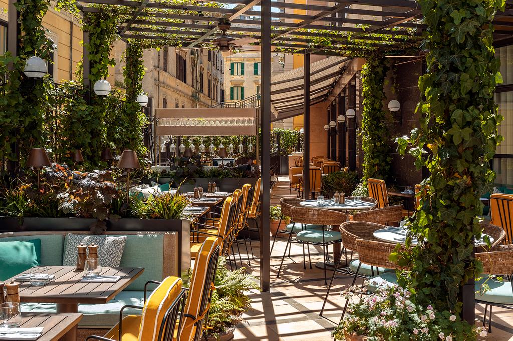 Outdoor dining area in The Hoxton, Rome 