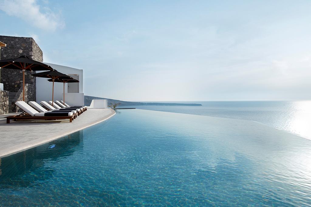 Infinity pool at Santo Pure, looking out to sea from Oia, Santorini