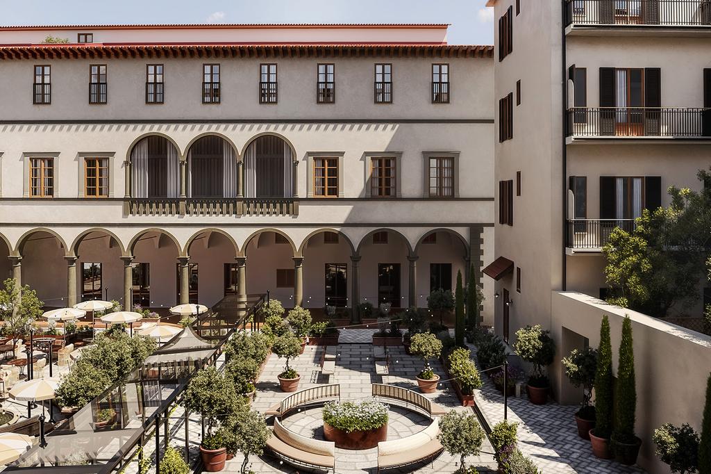 Restored 16th-century palazzo courtyard at The Hoxton, Florence.
