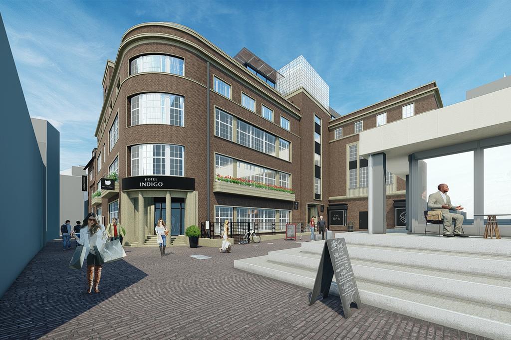 Exterior of Hotel Indigo Exeter with historic architecture in Exeter.