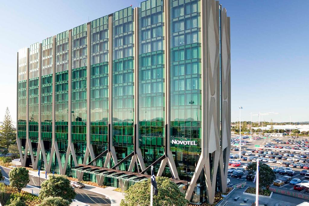 Exterior view of Contemporary Novotel at Auckland Airport.