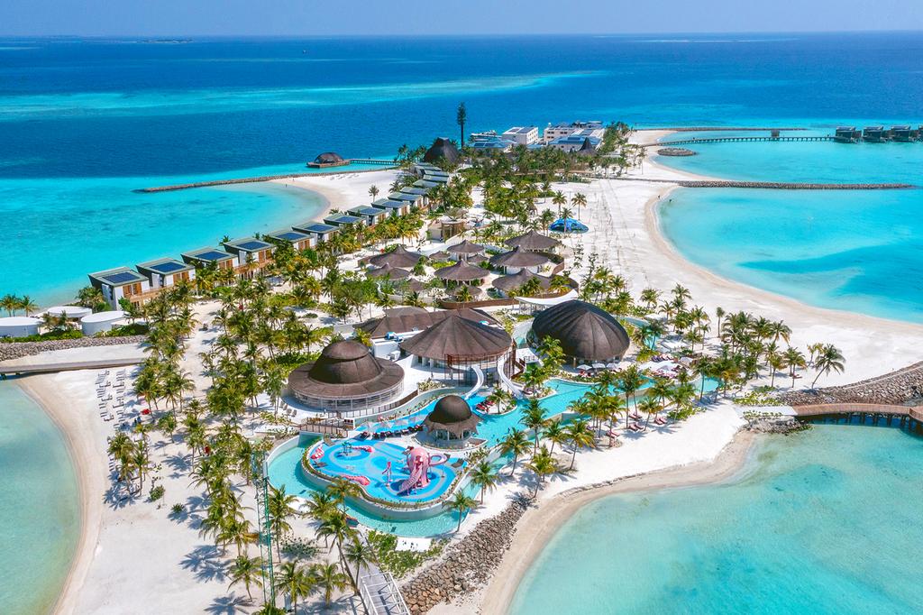 Aerial view of Centara Mirage Lagoon Maldives
