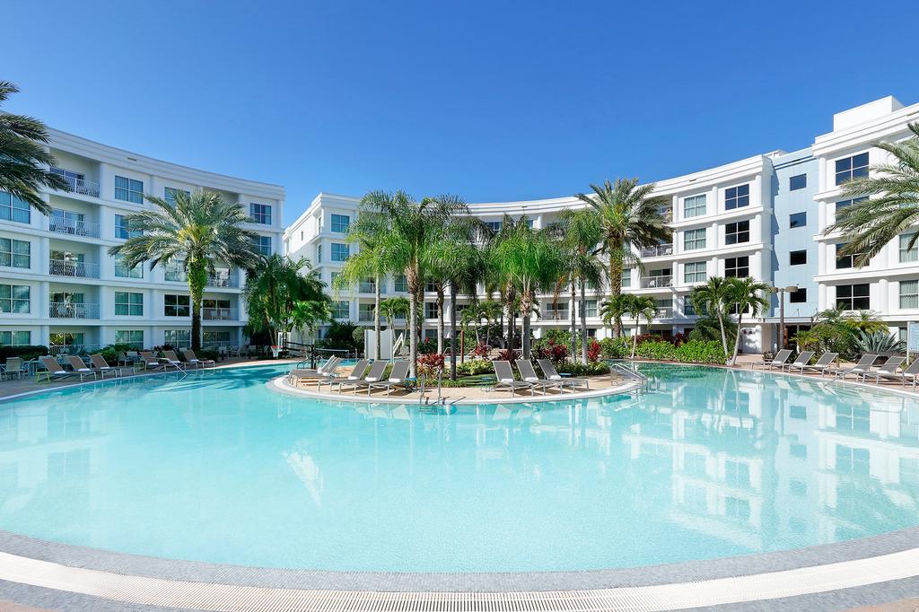Family-friendly resort with lagoon-style heated pool and palm-lined surroundings. 