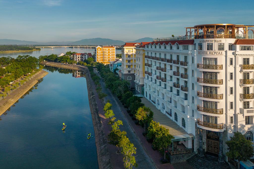 Riverside view of Hotel Royal Hoi An in the Ancient Town.