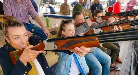 Sydney: Sydney Harbour Tall Ship Cruise with Laser Clay Shooting, Mast Climb & Optional Drinks Package Upgrade 