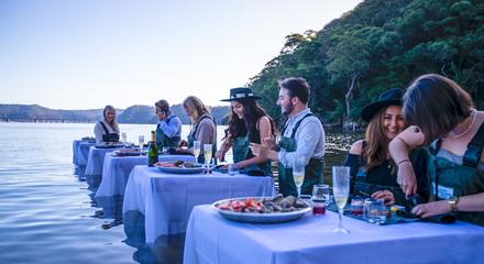 Sydney: Sydney Oyster Farm Tour & In-Water Dining Experience with Bottle of Champagne for Two