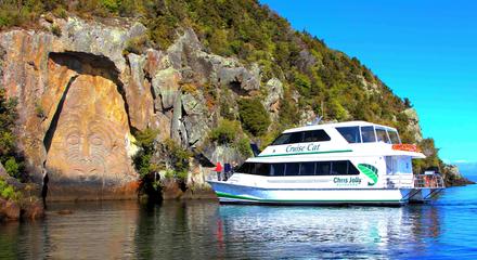 1.30pm SCENIC CRUISE to the Ngātoroirangi Māori Rock Carvings with live fishing demonstration