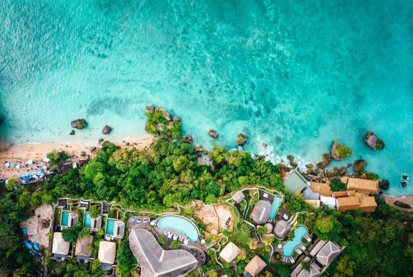 Aerial view of tropical beach
