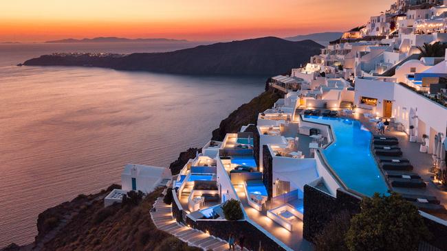 Five Star Santorini Retreat with Private Terrace Ocean Views & Michelin Starred Restaurant