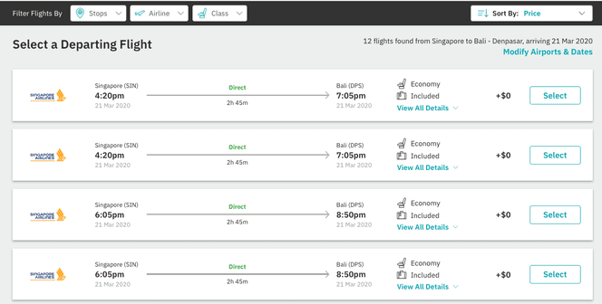 Choose flights from your favourite airline