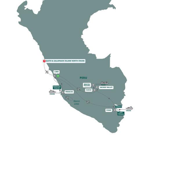 Land of the Incas with Galápagos Legend North and Central Cruise route map