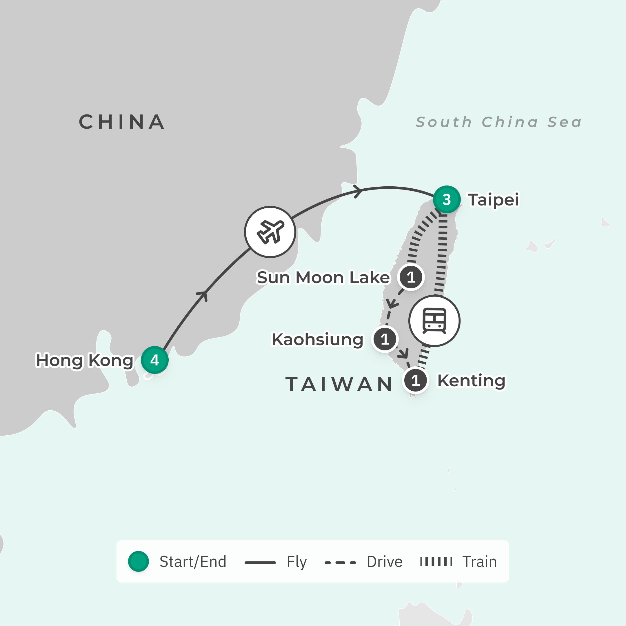 Signature Series Hong Kong & Taiwan Exclusive Foodie Tour with Matt Preston & Gary Mehigan route map