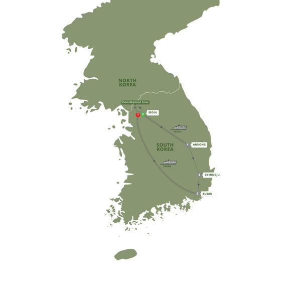 Best of South Korea route map