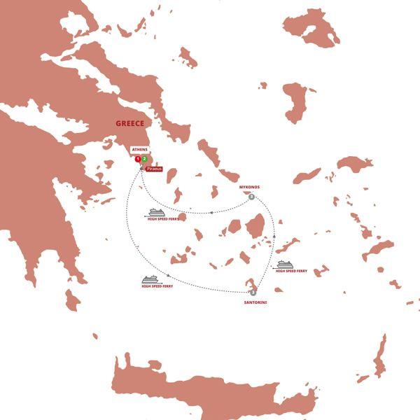 Greek Island Hopper route map