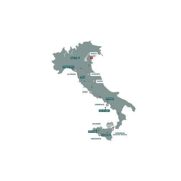 Best of Italy and Sicily route map