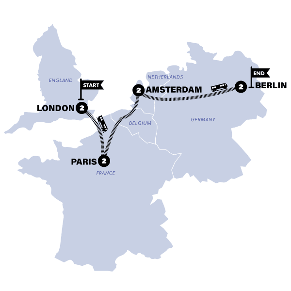 London to Berlin by Train | Summer | 2026 route map