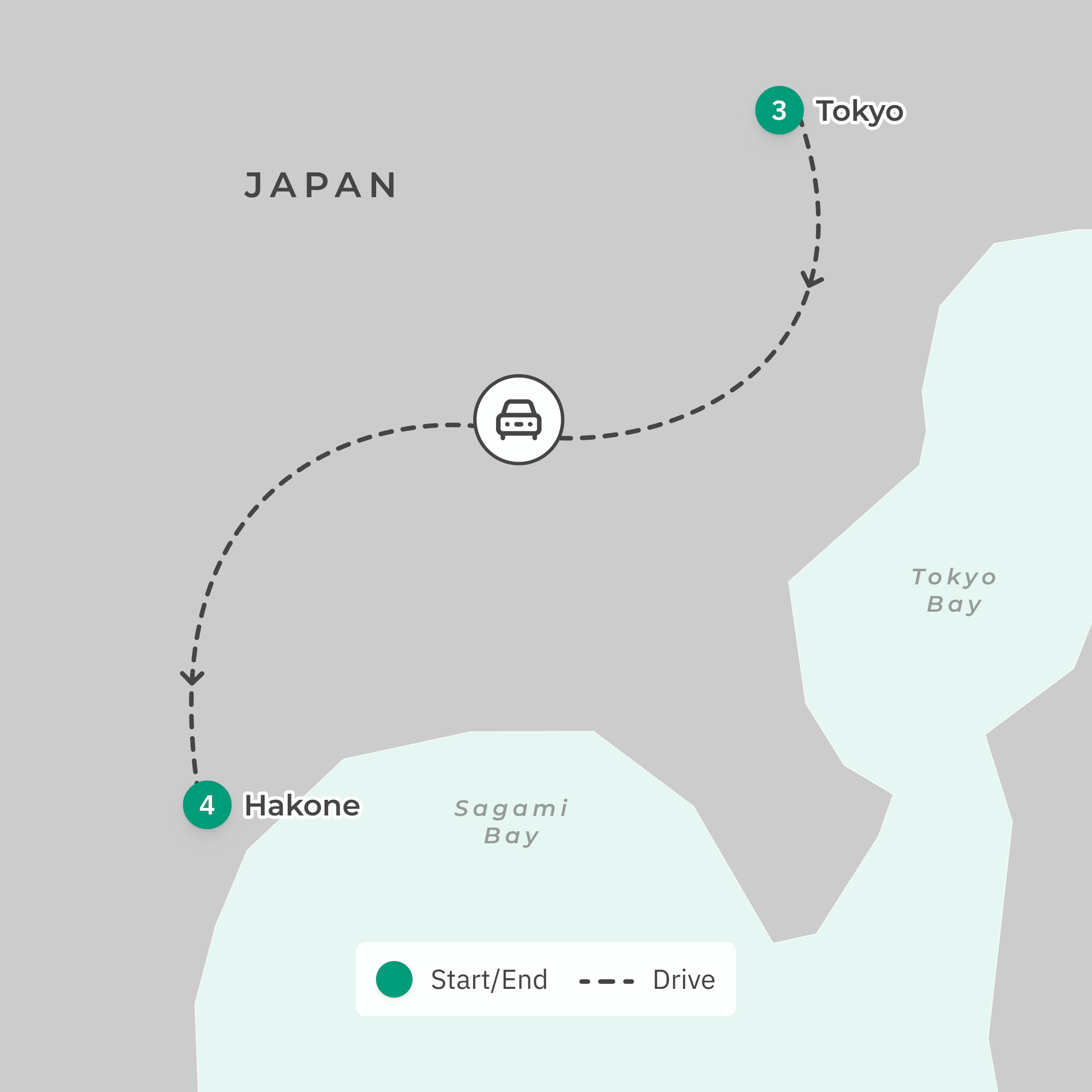 Best of Tokyo and Hakone Greens 8-Day Golfing Tour with Five Rounds of Golf & Tokyo Day Trip route map