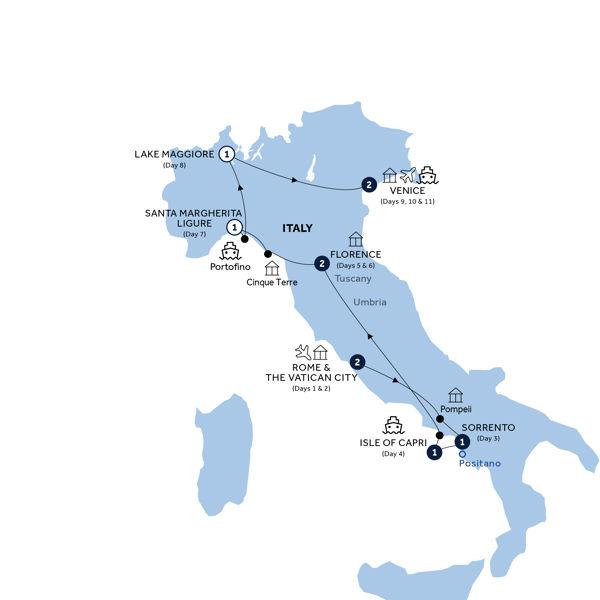 Treasures of Italy - Classic Group route map