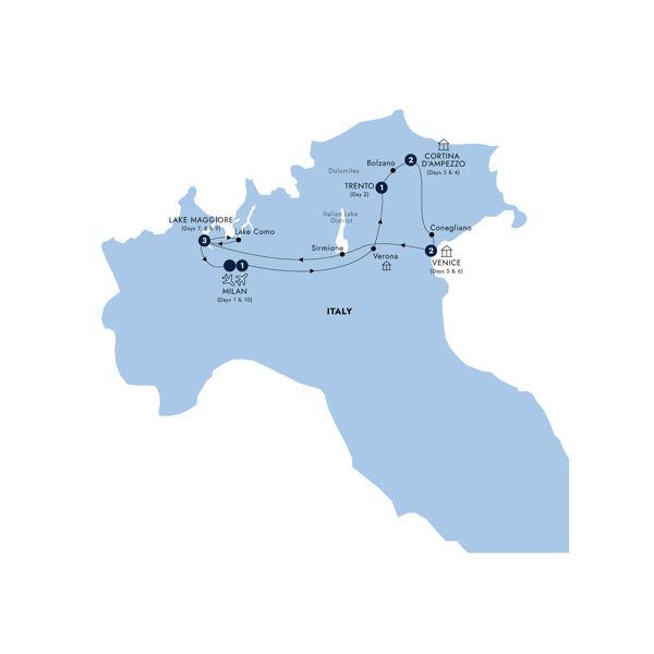 Country Roads of Northern Italy - Classic Group route map