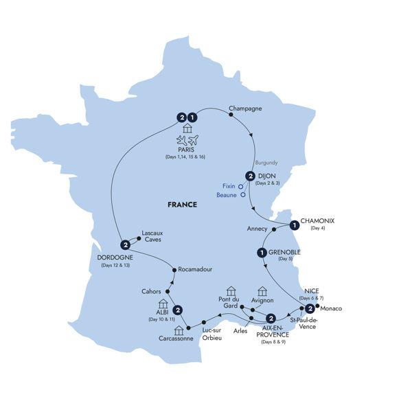 Country Roads of France - Classic Group route map