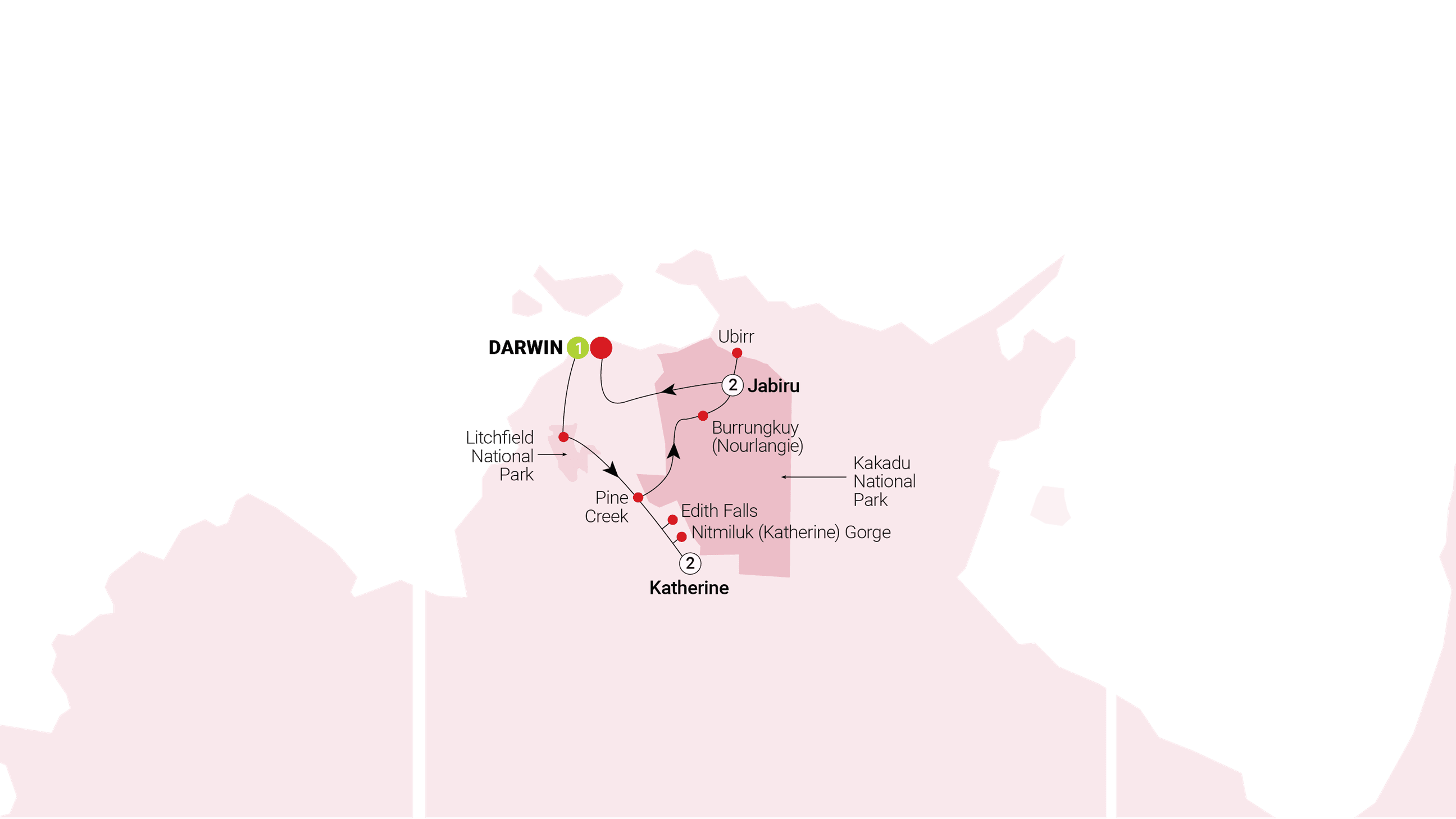 Top End Highlights route map