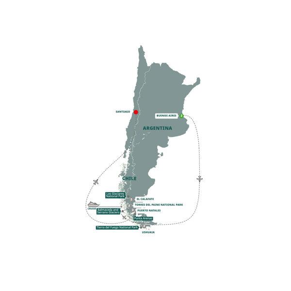 Wonders of Patagonia route map