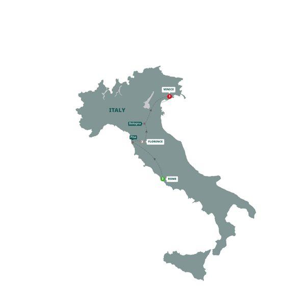 Gladiators, Gondolas and Gold route map