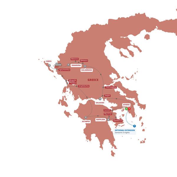 Secrets of Greece including Corfu route map