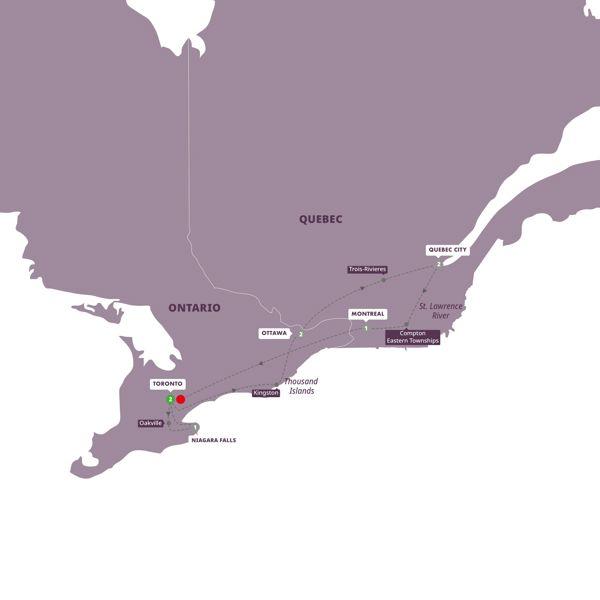 Best of Eastern Canada End Toronto route map