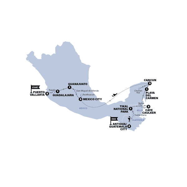 Ultimate Central America route map
