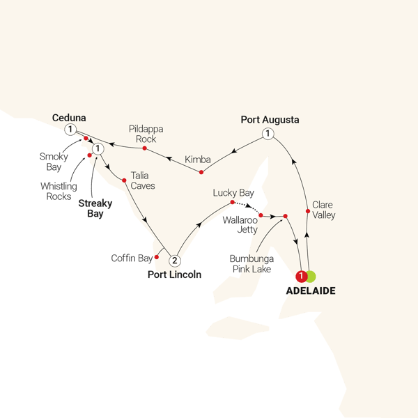 South Australian Eyre Peninsula Escape route map