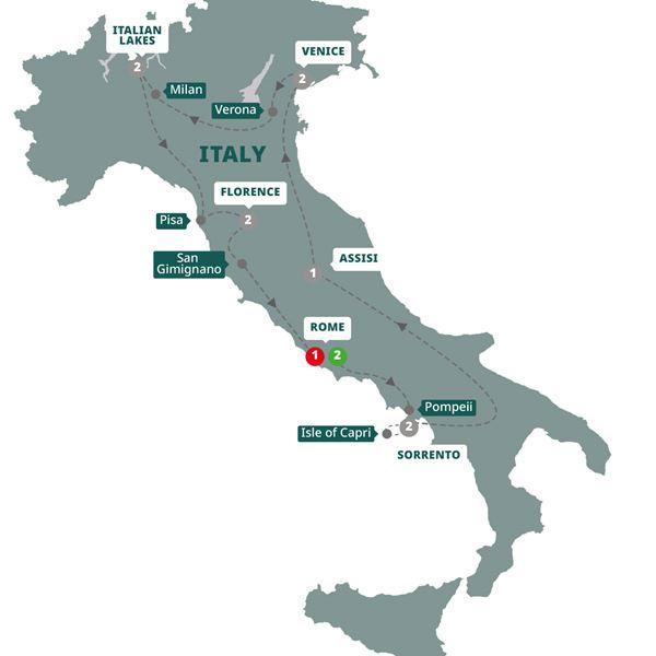 Best of Italy route map