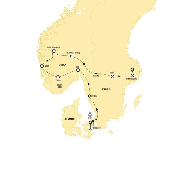 Highlights of Scandinavia route map