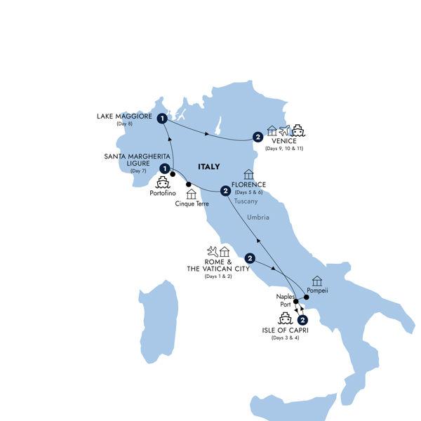 Treasures of Italy - Classic Group route map