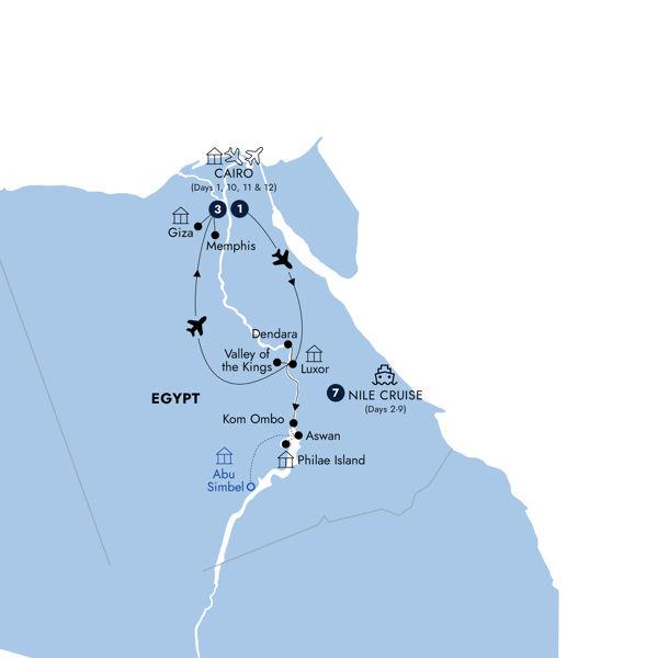 Splendors of Egypt - Classic Group, Summer route map
