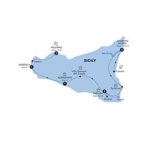 Sicily in Depth - Classic Group route map