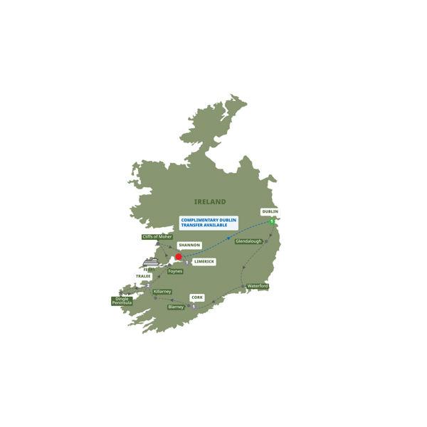 Treasures of Ireland End Shannon route map